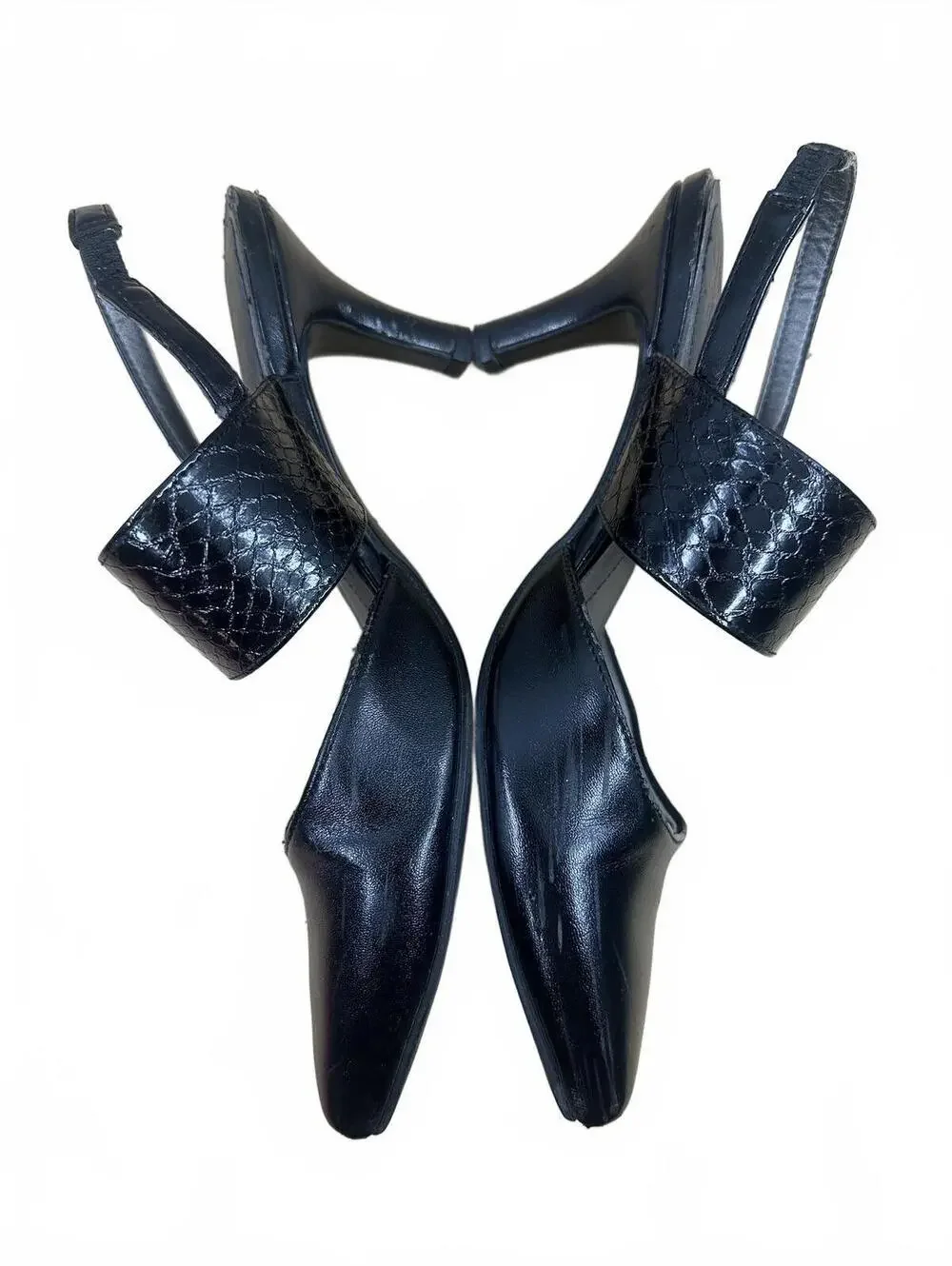 LifeStride Black Kitten Heel Slingback Pumps Pointed Toe